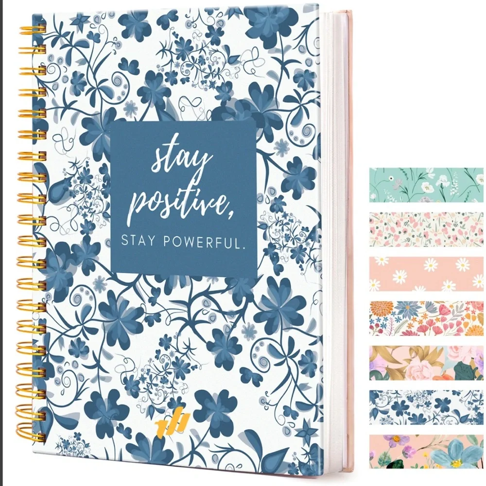 NWT Floral Spiral Notebook -‎ Blue and White